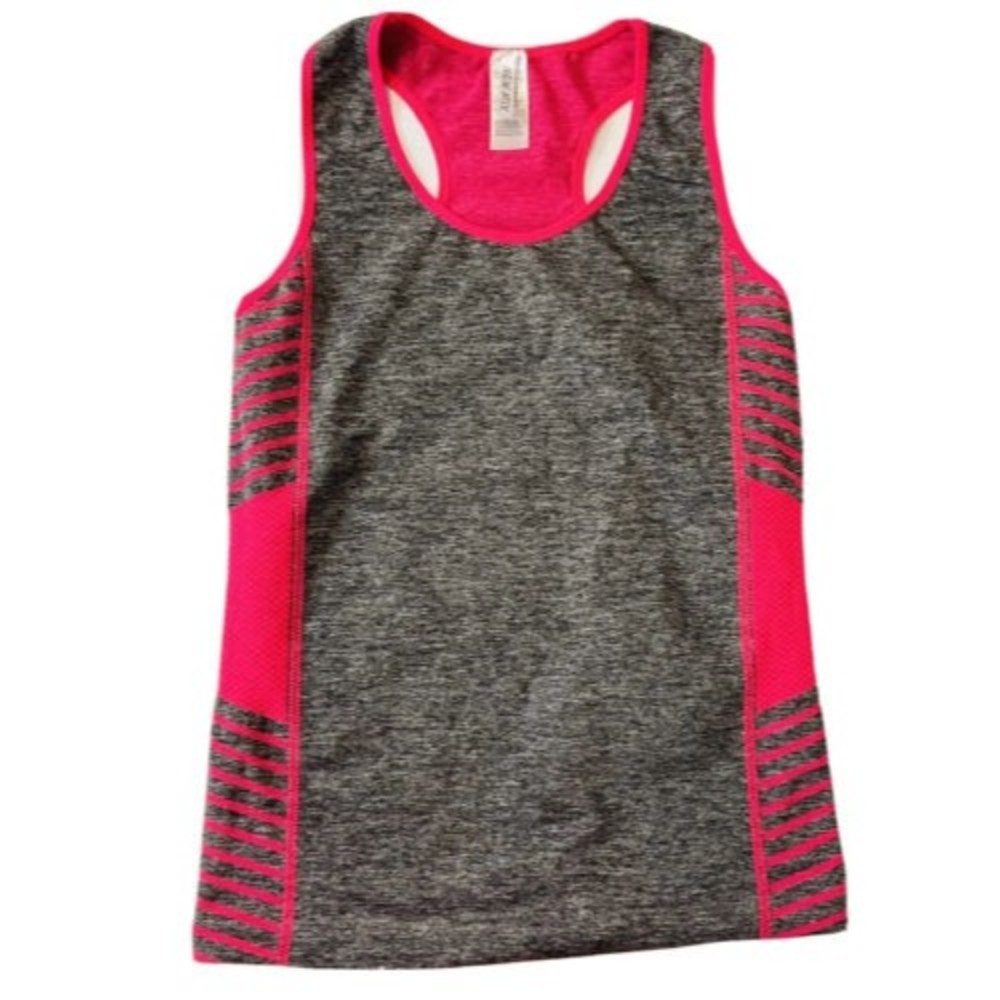 Women's Pink Gray Compression Racer Back Tank Athletic Top One Size Shapewear